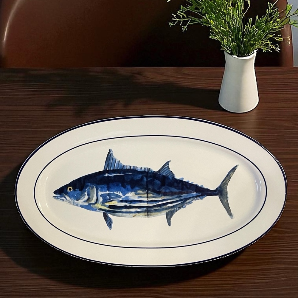 Williams Sonoma La Mer Fish Large Oval Platter Marc Lacaze Coastalcore Retired